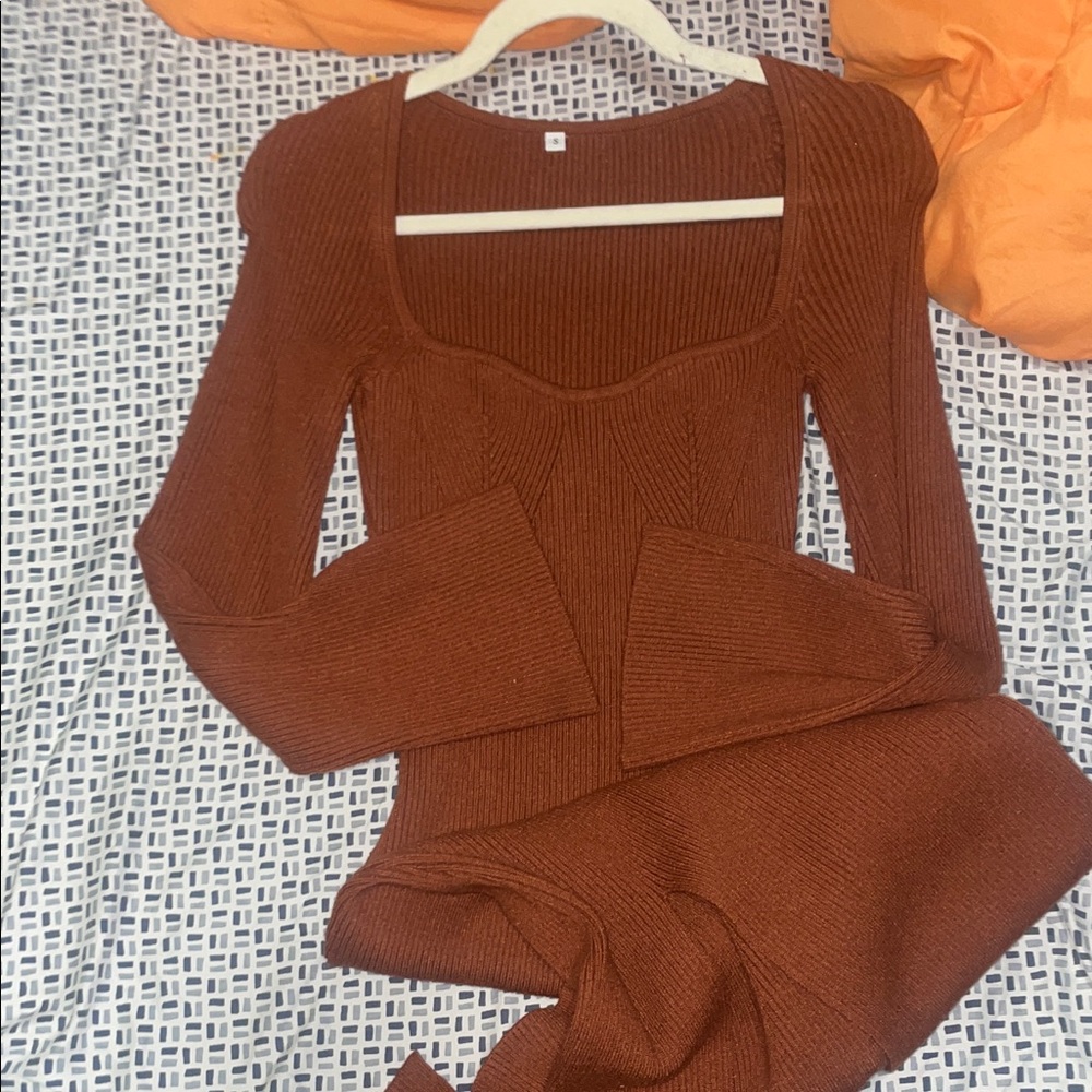 Rust Knit Sweater Dress